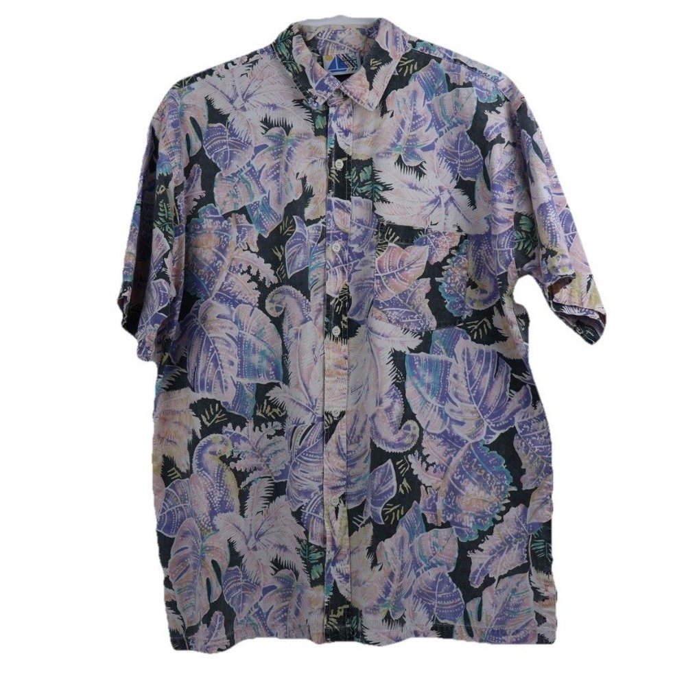 VTG 90s Retro Hawaiian Shirt Pastel Tropical Floral Vacation Hipster Size‎ XL